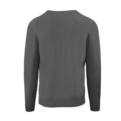 Eleganter Kaschmirpullover mit V-Ausschnitt in Magnetgrau