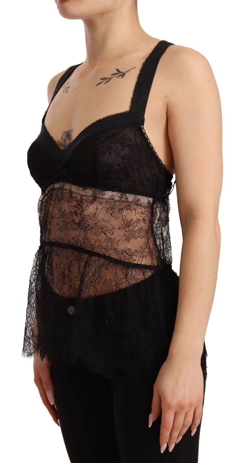 Elegantes schwarzes Seiden-Dessous-Chemise