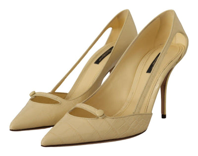 Schicke spitz zulaufende Lederpumps in Sunshine Yellow