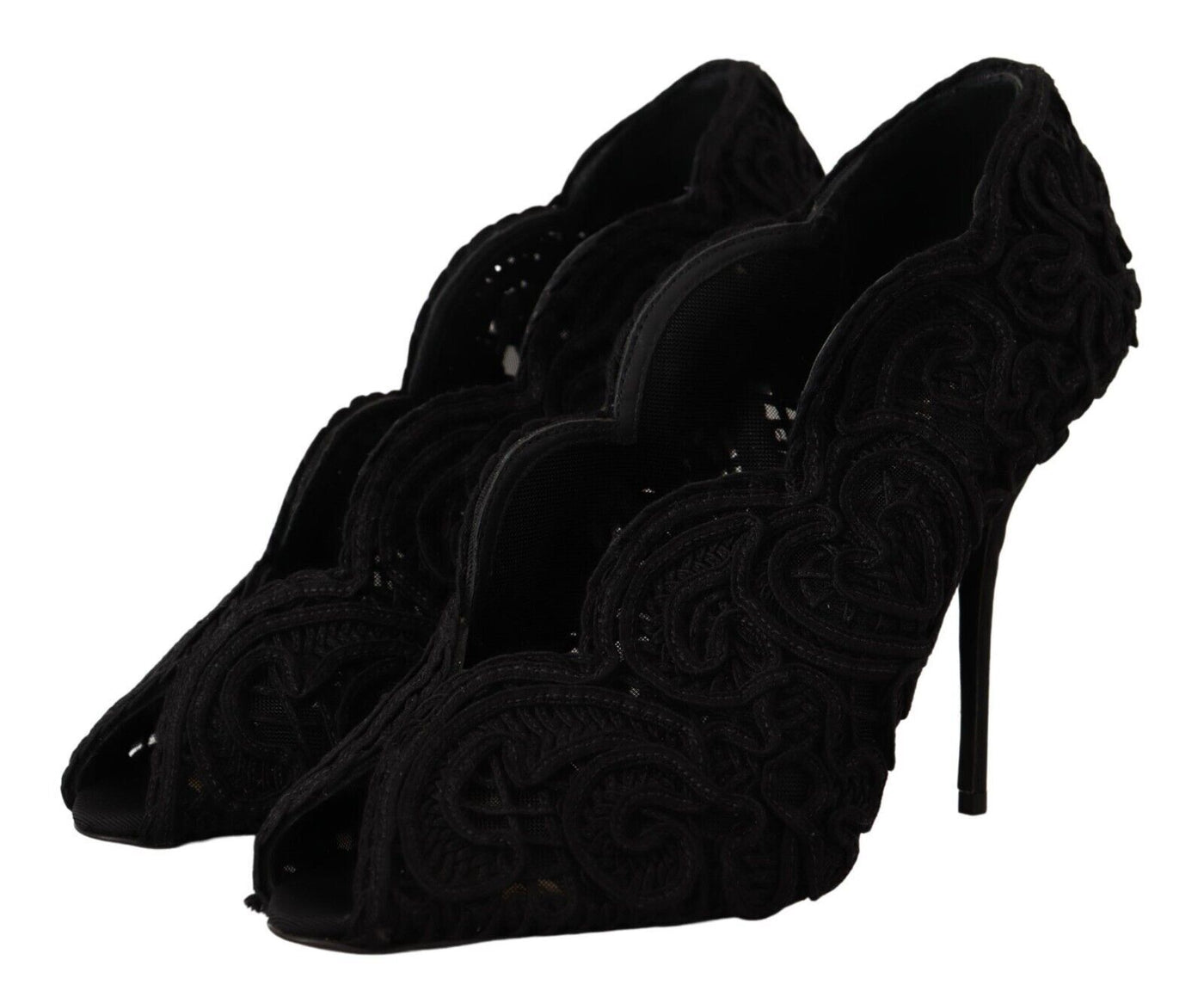 Elegante Schwarze Spitze Stiletto Heels