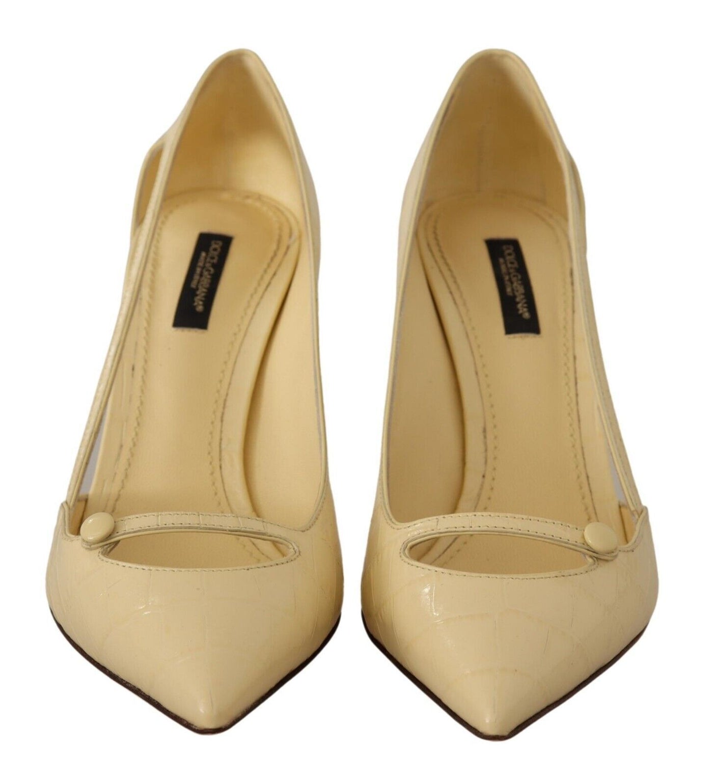 Schicke spitz zulaufende Lederpumps in Sunshine Yellow