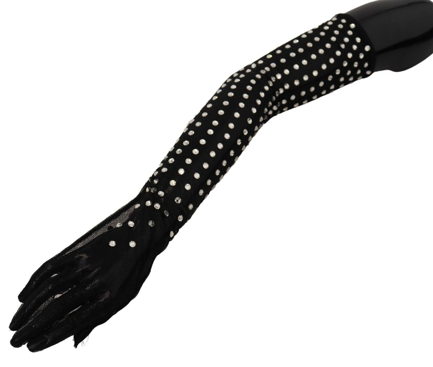 Elegante ellbogenlange schwarze Handschuhe