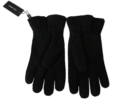 Elegante schwarze Leder-Biker-Handschuhe