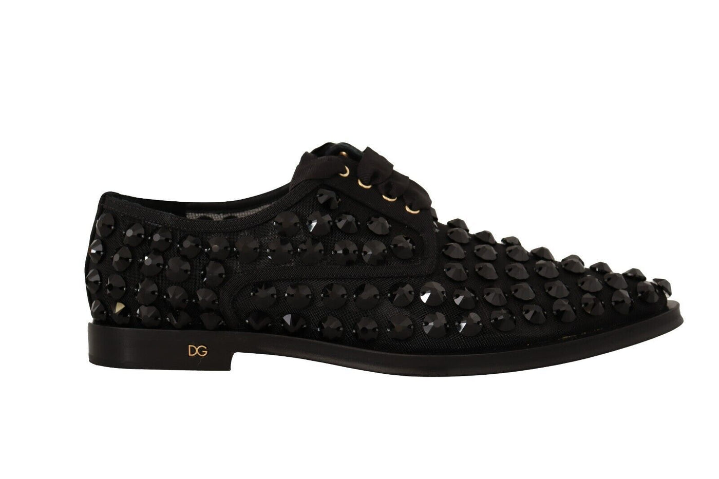 Elegante Gros Grain Lace-Up Jeweled Flats