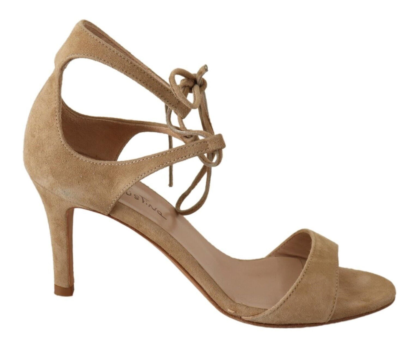 Elegante Ankle Strap Heels aus Wildleder in Beige