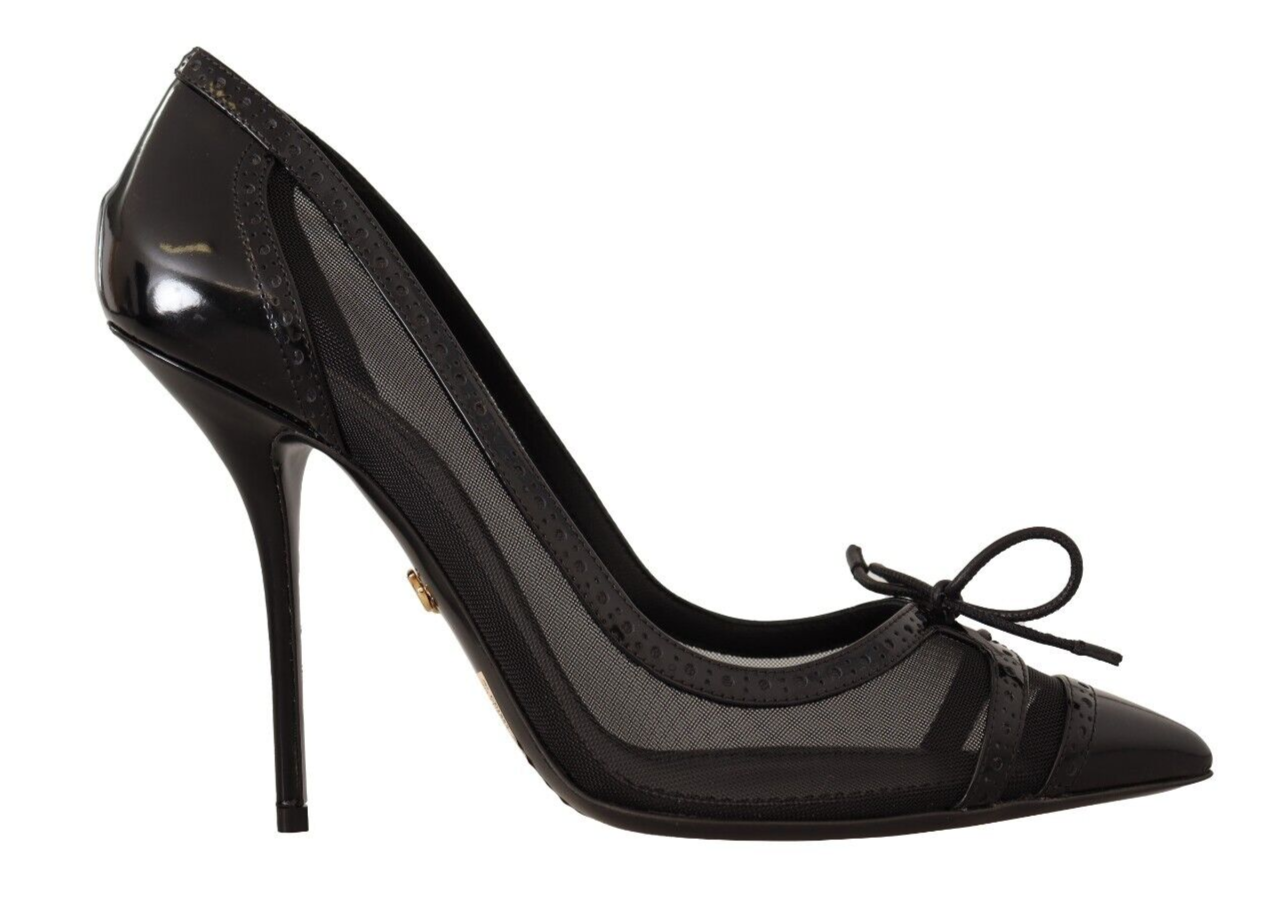 Elegante Schwarze Mesh Stiletto Pumps