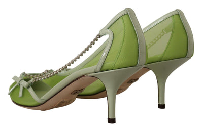 Bezaubernde grüne Maschenketten-Pumps