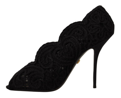 Elegante Schwarze Spitze Stiletto Heels