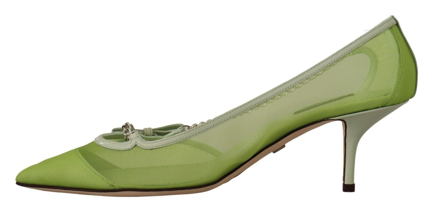 Bezaubernde grüne Maschenketten-Pumps