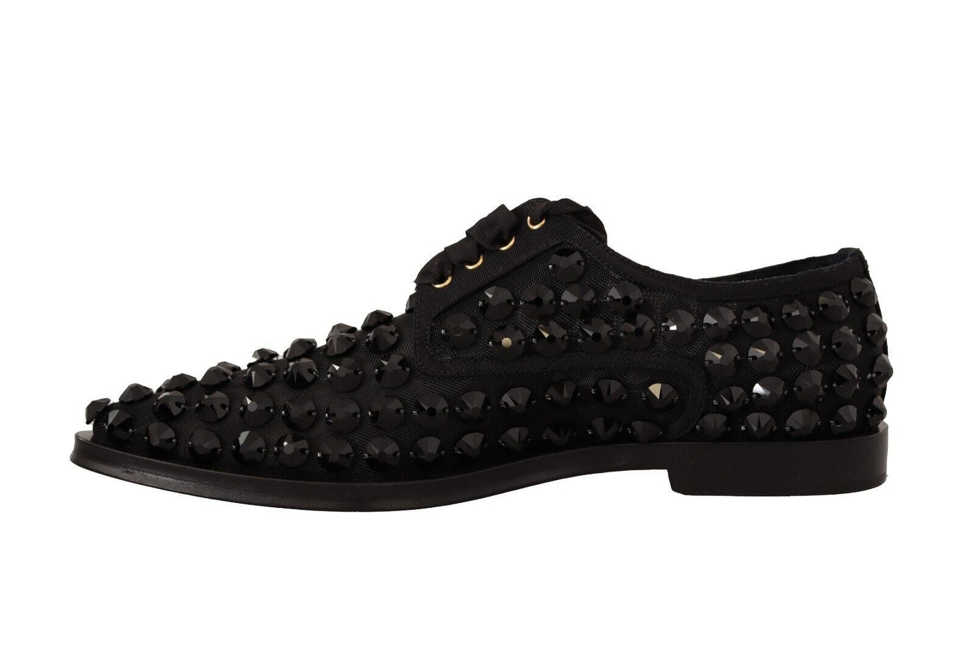 Elegante Gros Grain Lace-Up Jeweled Flats