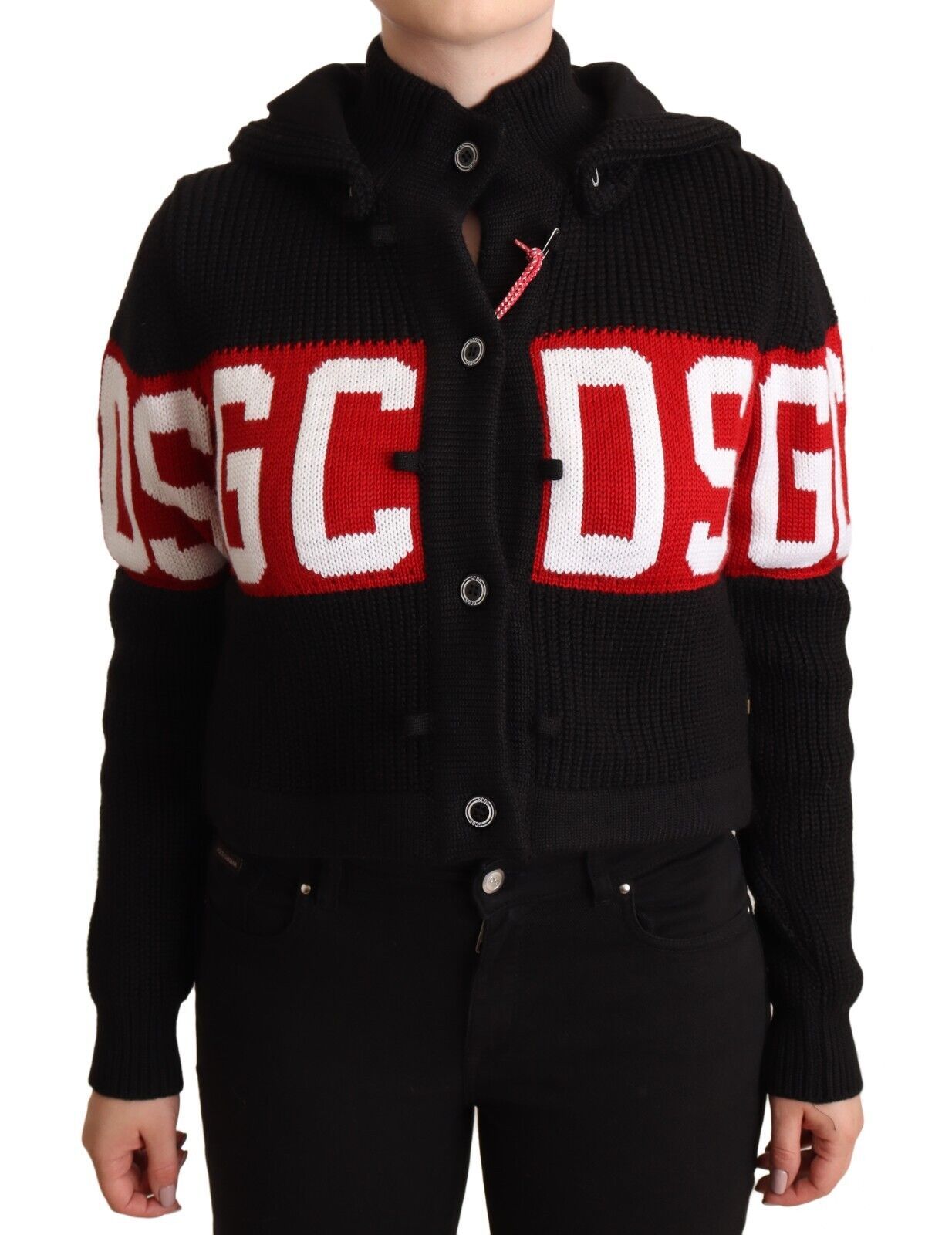 Schicke schwarze Kaschmir-Cardigan-Jacke