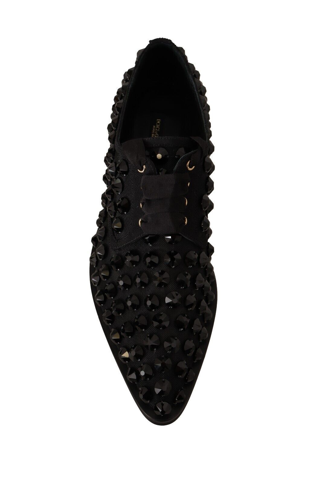 Elegante Gros Grain Lace-Up Jeweled Flats