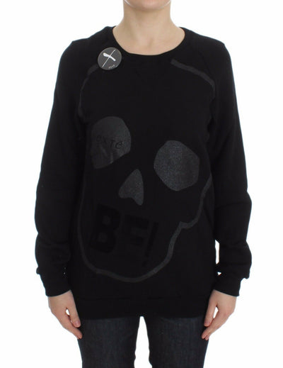 Schicker Baumwollpullover mit Rundhalsausschnitt und Totenkopfmotiv